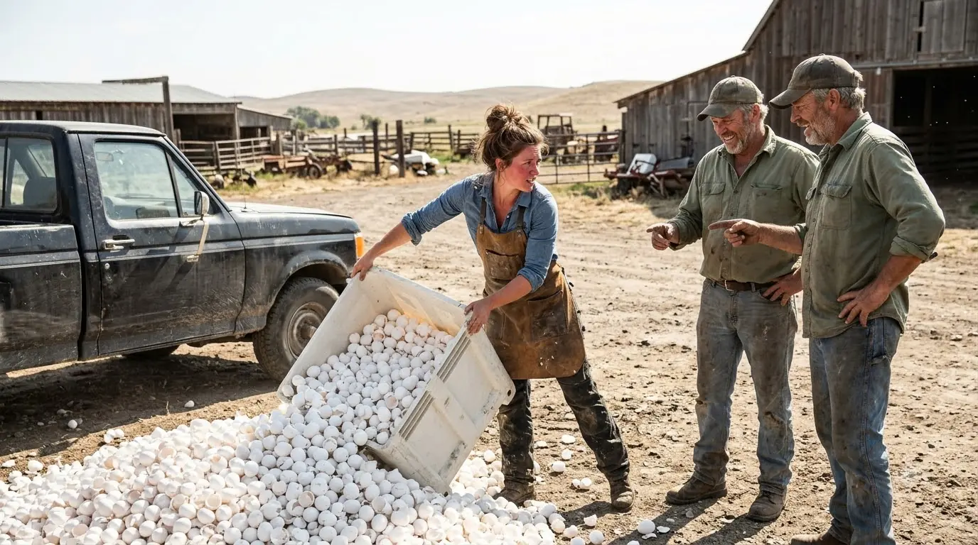They Laughed at the Mountain of Eggshells on Her Farm — Then They Discovered What She Was Hiding Behind It