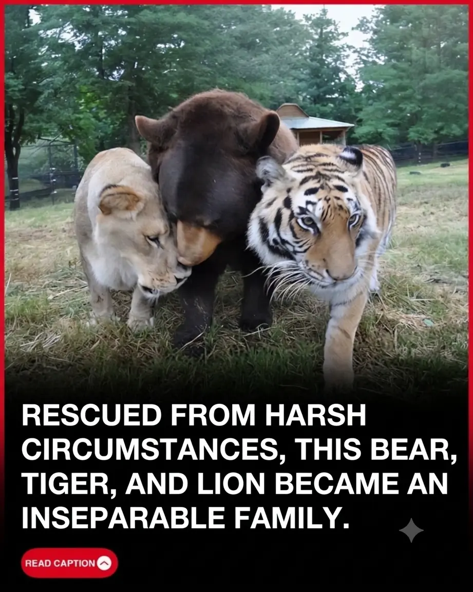 A Lion, a Tiger, and a Bear Became Inseparable Best Friends After Being Rescued From a Criminal’s Basement ❤️🦁🐯🐻