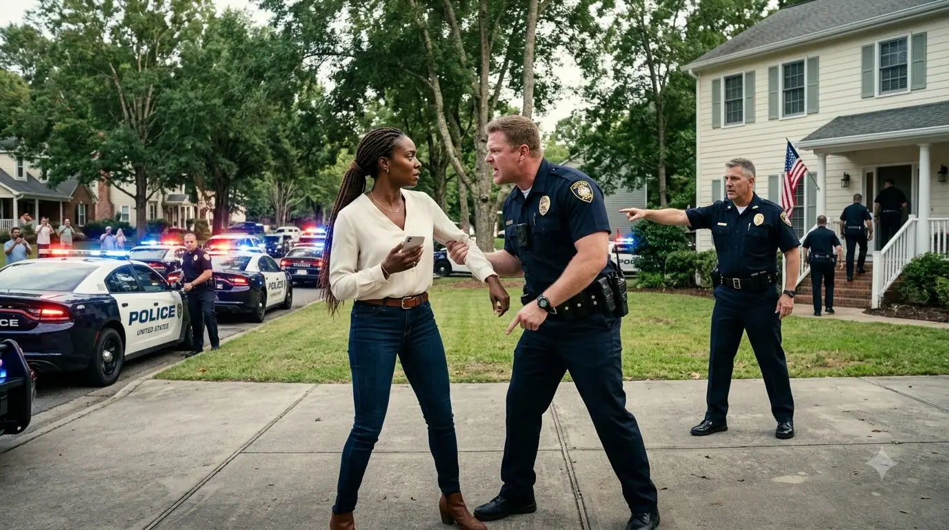 10 Cop Cars Surround A Woman Outside Her Home — Then Her Call To His Husband Ruins Them All