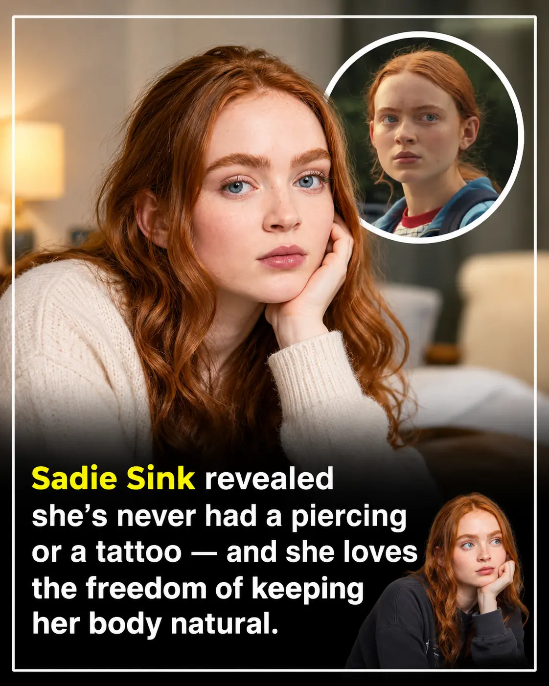 Sadie Sink Reveals Why She Has Never Gotten a Tattoo, Piercing, or Dyed Her Natural Red Hair