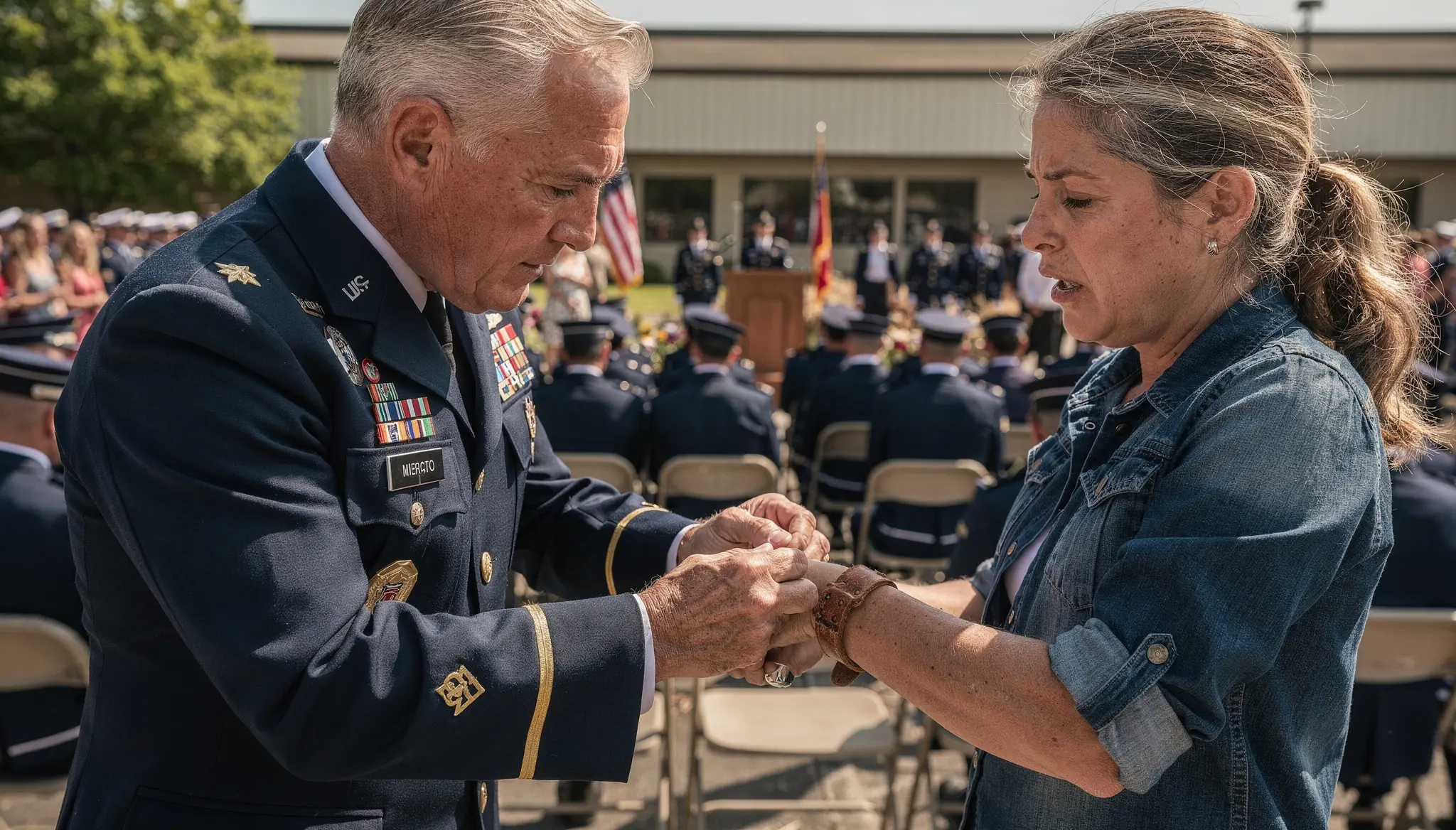 She Came to the Army Ceremony in a Faded Denim Shirt — Then a Four-Star General Saluted Her