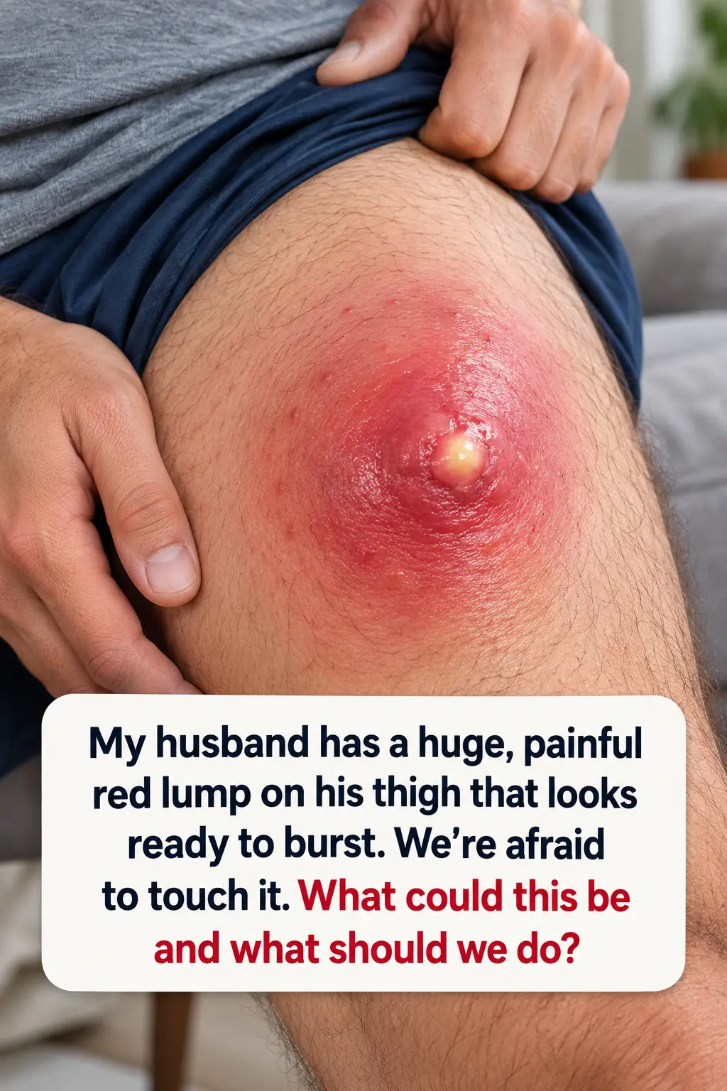 My Husband Has a Huge, Painful Red Lump on His Thigh That Seems Ready to Burst—We’re Afraid to Touch It. What Should We Do?