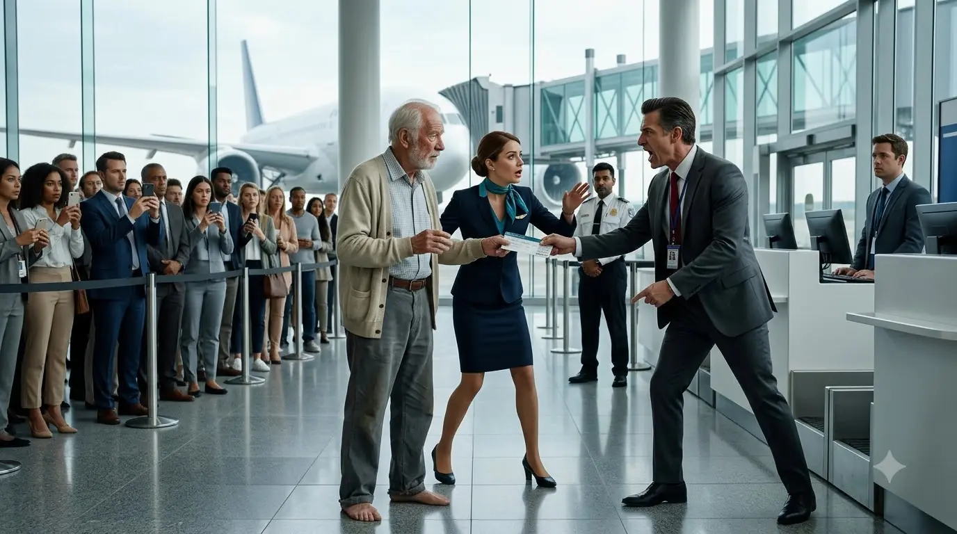 When Airport Staff Kicked a Barefoot Old Man Off His Flight — He Had No Idea He Owned the Airline