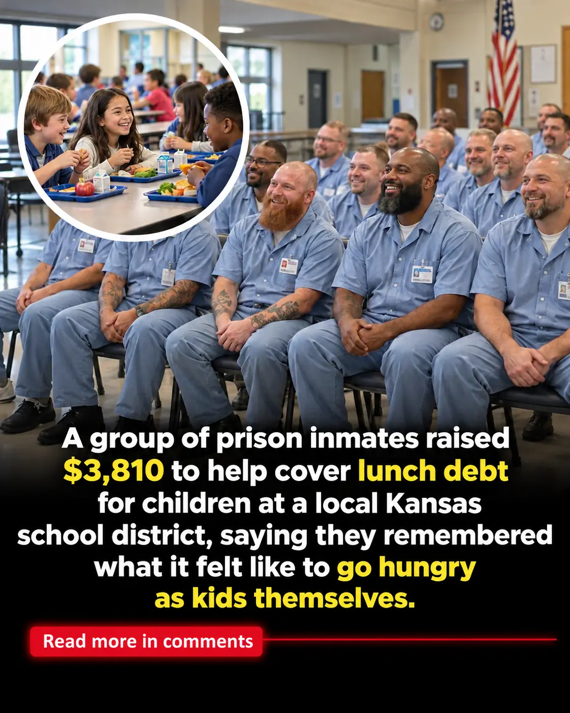Nearly 30 Kansas Inmates Donate Their Own Money to Help Pay Off School Lunch Debt, Raising $4,267 So Local Children Have One Less Thing to Worry About ❤️
