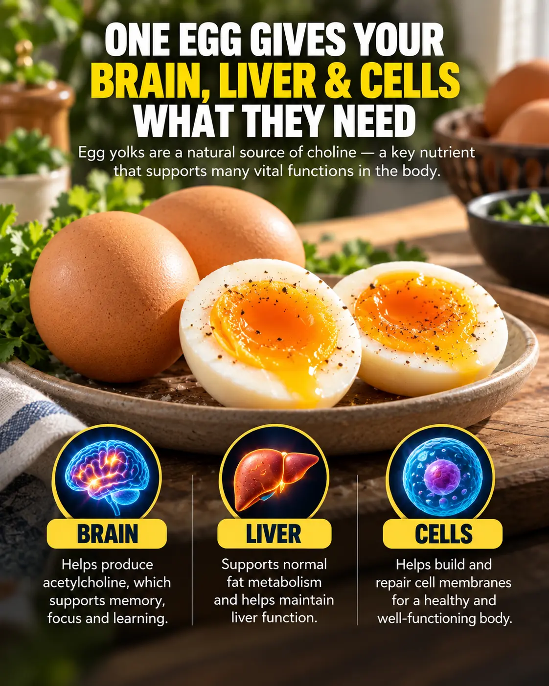 Egg Yolks Are Packed With Choline: Why This Essential Nutrient Matters for Your Brain, Liver, and Every Cell in Your Body