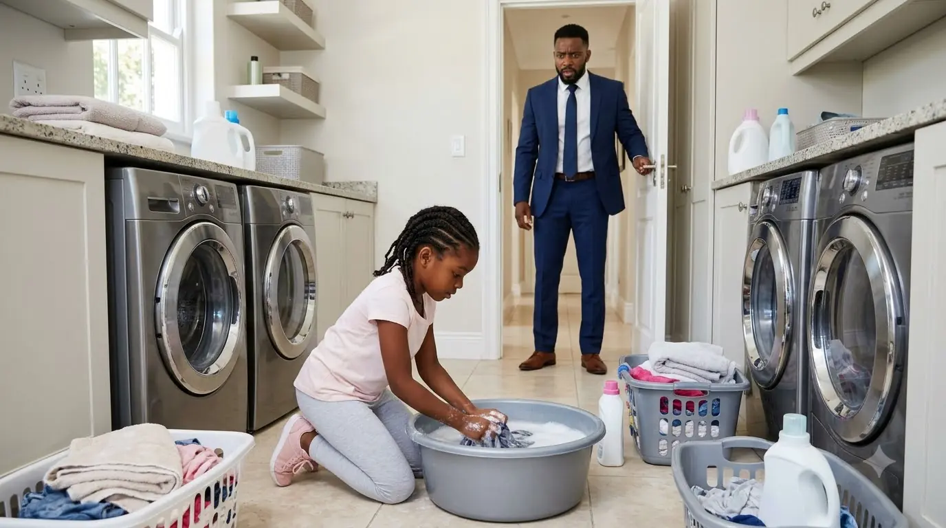 I Found My 9-Year-Old Daughter Washing Clothes on Her Knees — Then I Opened My Wife’s Closet and Discovered Every Letter She Had Hidden From Me