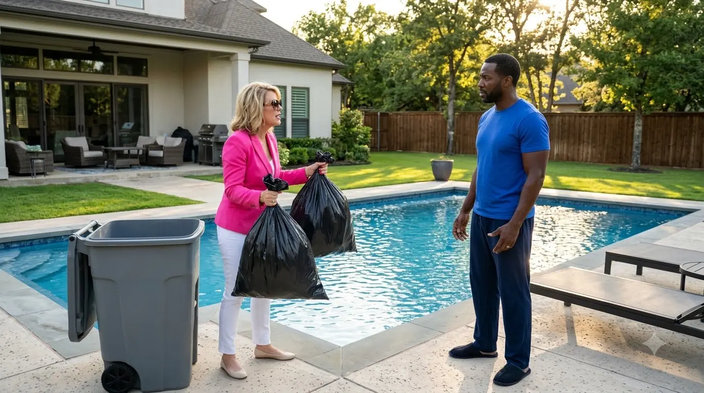 HOA Karen Dumped Bags of Garbage Into a Homeowner’s Pool — Then the New HOA President Stepped Out