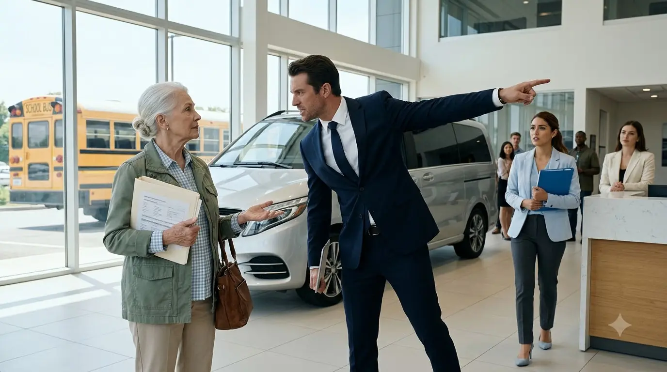 Manager Humiliated an Elderly Woman — Then Lost a 14 Van Deal to a Kind Young Saleswoman