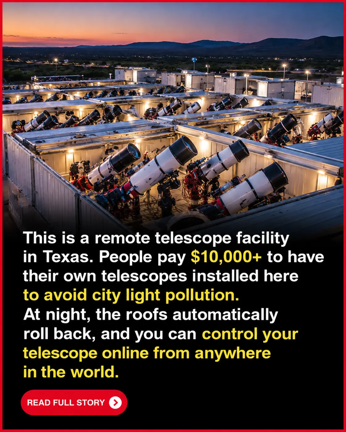 Inside Texas’ Incredible Telescope Ranch, Where Hundreds of Telescopes Explore Distant Galaxies Remotely as Giant Roofs Roll Open at Night! 🔭🌌