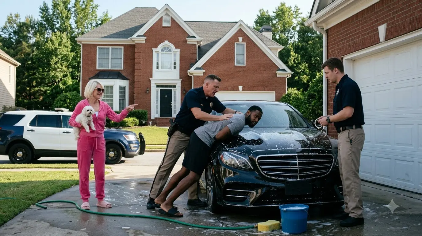 A Cop Slammed a Man Onto His Car for Washing It at Home — Then His Wife Stepped Outside