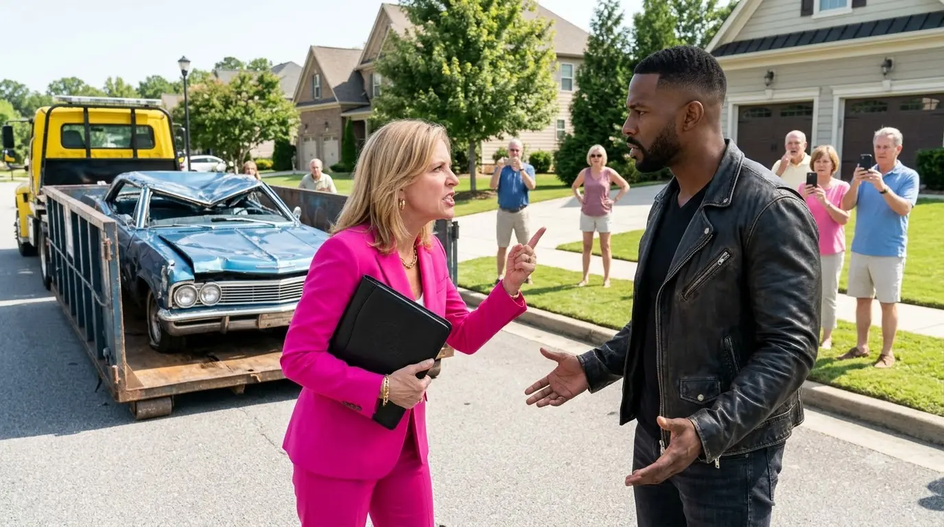 The HOA President Had My Vintage Car Crushed — Then the Papers in My Hand Changed Her Smile
