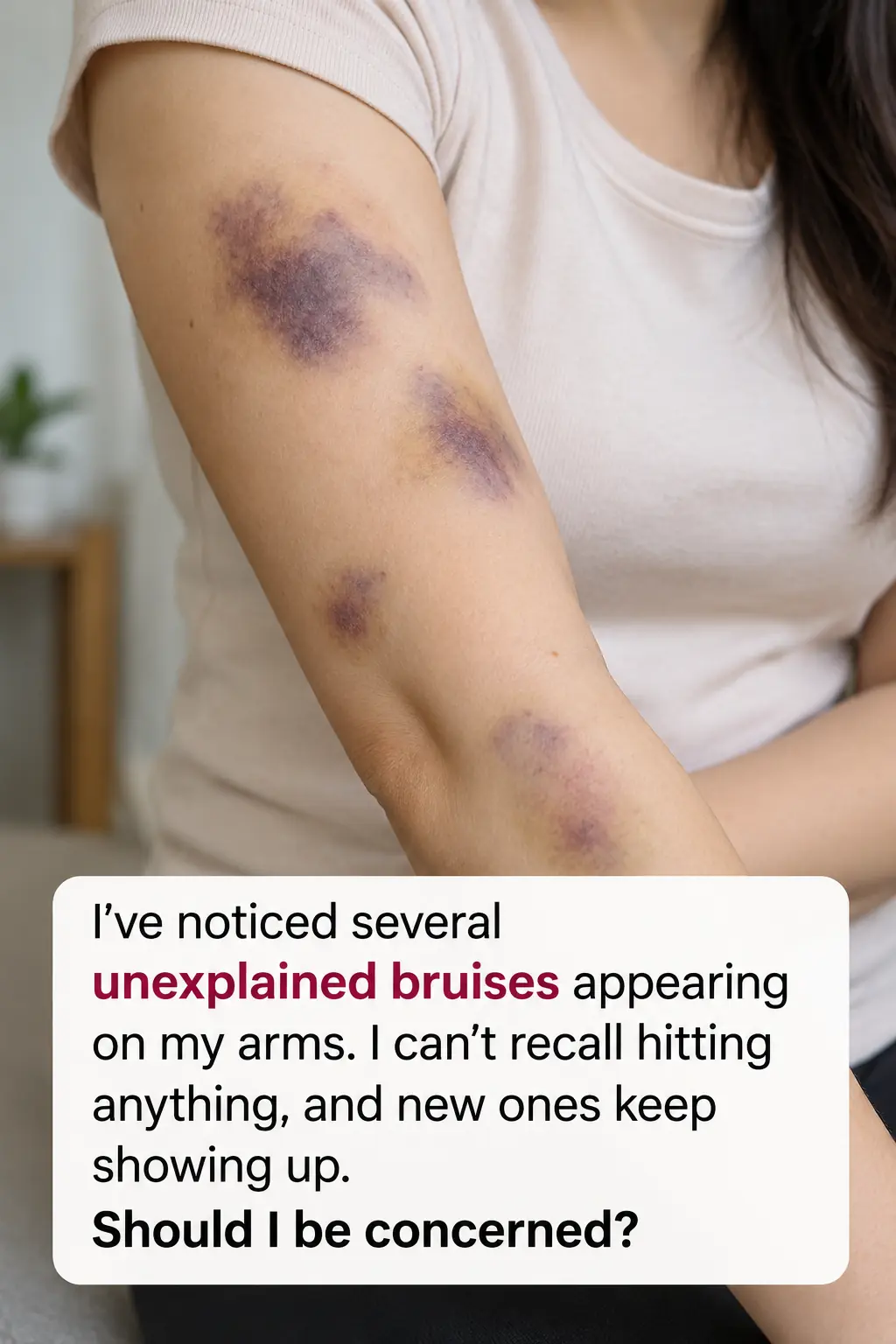 Why do these dark bruises keep appearing on my forearms when I can’t remember hitting anything?